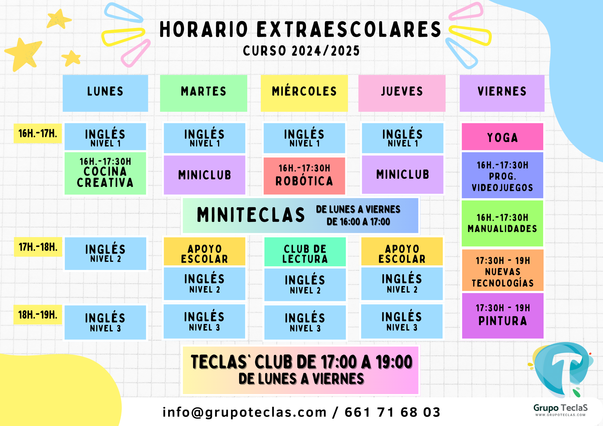 Horario extraescolares local - Grupo TeclaS